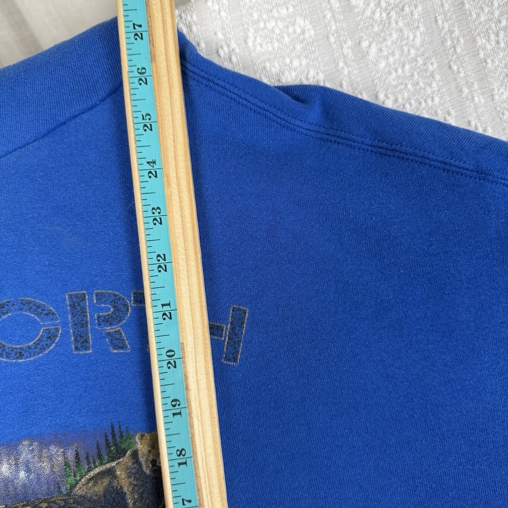 Vintage Fruit of the Loom Mens Wildlife Graphic Hoodie Size 2XL Blue Y2K Outdoor - Picture 6 of 16